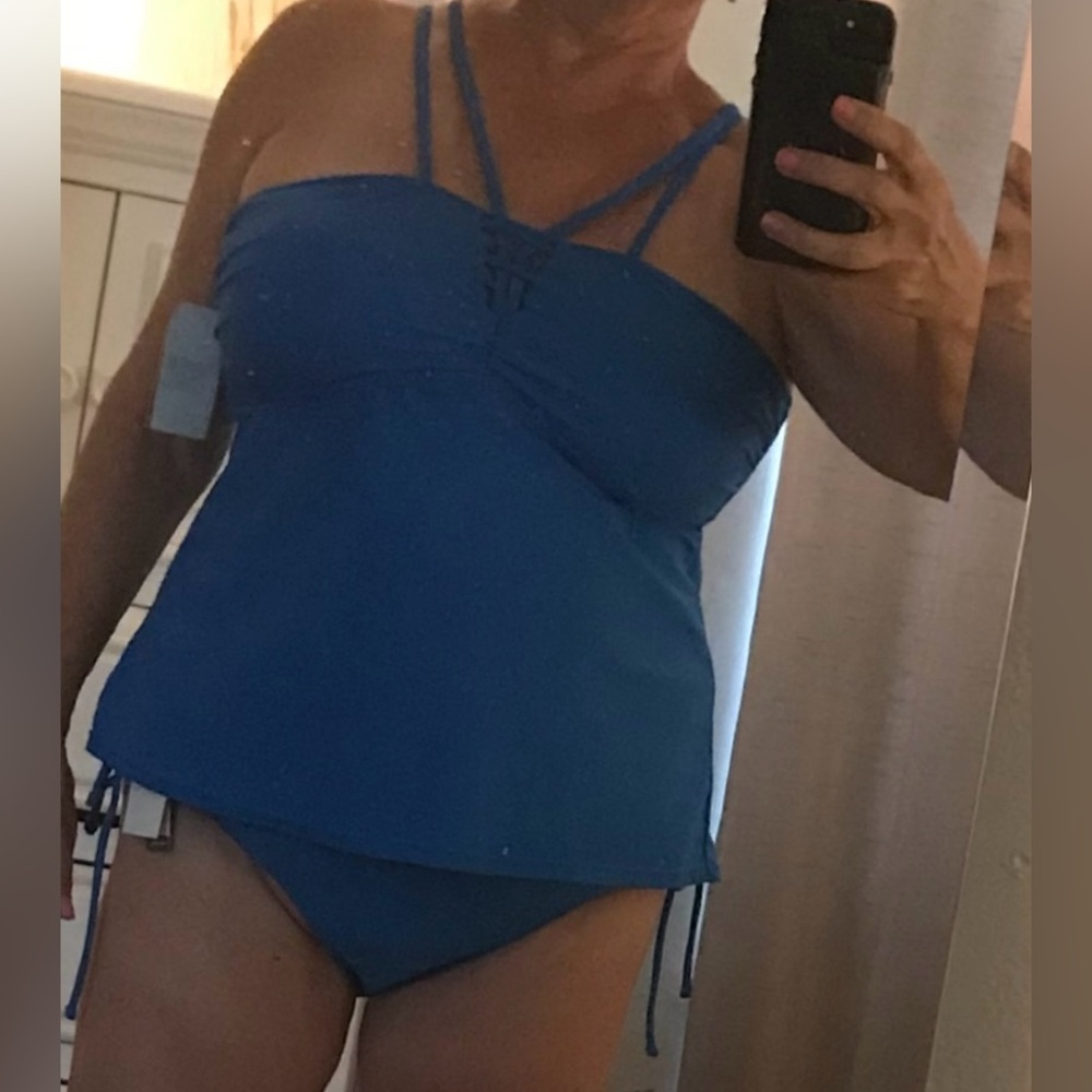 Time and Tru Blue Two Piece Tankini Swimsuit
